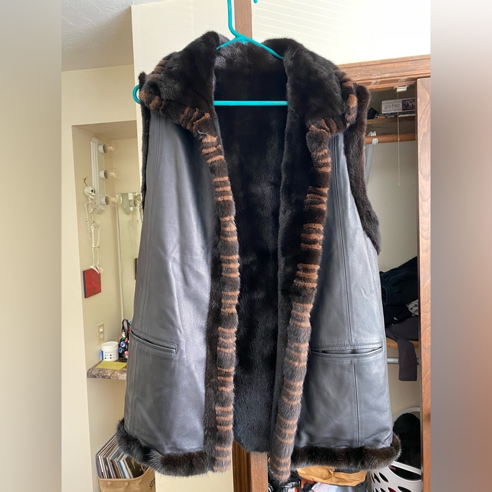 REAL FUR AND LEATHER VEST